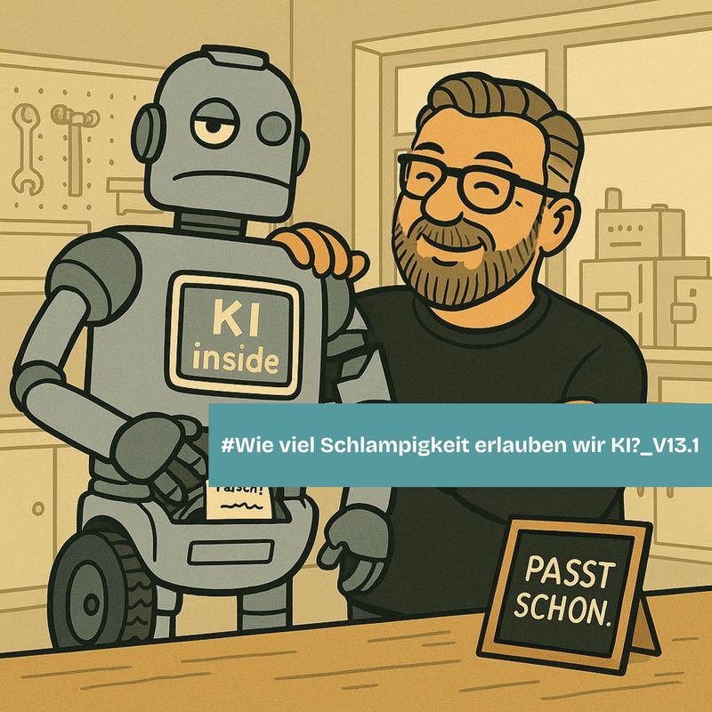 Titelbild für Episode: „Dann ist halt mal ein Fehler drin…“ – Wie viel Schlampigkeit erlauben wir KI?